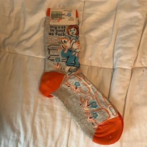 Blue Q “my cat is cool as f***” socks